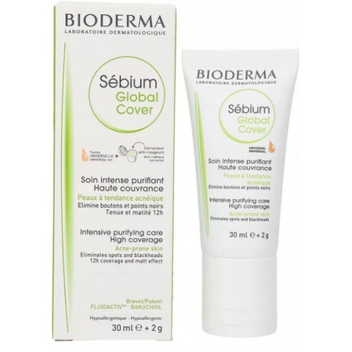Bioderma Sebium Global Cover -Тональный крем корректор для проблемной кожи с акне (30мл+2мл)
